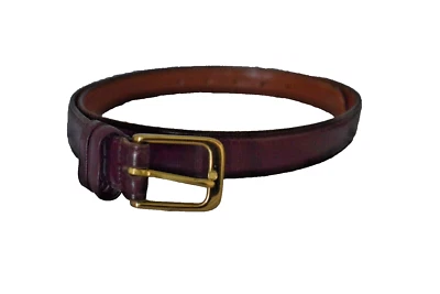 Cinturón de cuero delgado COACH 5700 borgoña hebilla de latón 1" ancho 90 cm talla 36 vintage Foto 1 de 4