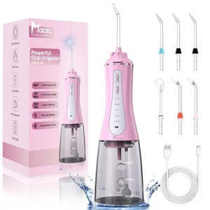 Water Dental Flosser for Teeth - 350ML Large Tank 5 Modes & 6 Tips Cordless, ... - Picture 1 of 6