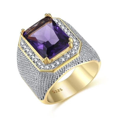 Anillo de hip hop helado grande para hombre micro pavé coloridas piedras preciosas joyería llamativa Foto 1 de 4