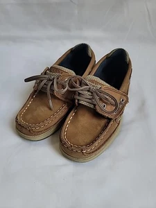 Sperry Top Sider Boys 10 Lanyard Tan Leather Laced Boat Loafer Shoe CB48948A 10M - Picture 1 of 7