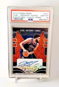 2019 Karl Anthony Towns Auto Prizm Signatures Choice Red PSA 10 - Picture 1 of 2