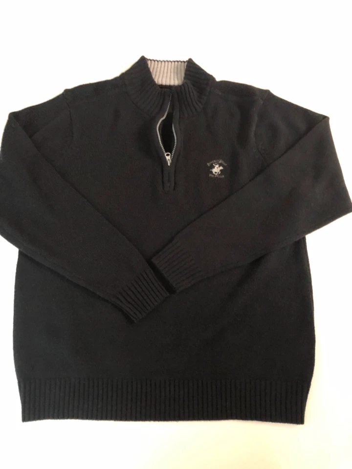 BEVERLY HILLS POLO CLUB Sweater Men's Size M Quarter Zip Longsleeve Color Black - Image 1 of 4