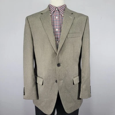 Blazer Abrigo Deportivo Chaps Para Hombre Dos Botones Marrón Claro Espiga Mezcla de Poli 42R Foto 1 de 4
