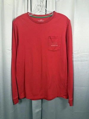 Camisa Vineyard Vines Niños XL Roja Manga Larga Bolsillo Logotipo de Ballena Espalda Gráfico Foto 1 de 4