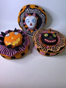 JUEGO DE 3 ALMOHADAS HALLOWEEN GLITTERVILLE CON FIBRA ÓPTICA 17"D RARAS DE COLECCIÓN - Imagen 1 de 11