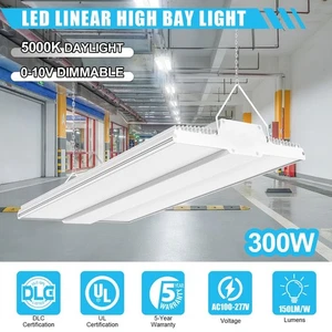 300W LED Linear High Bay Light 45,000LM Commercial Warehouse Shop Fixtures 5000K - Picture 1 of 15