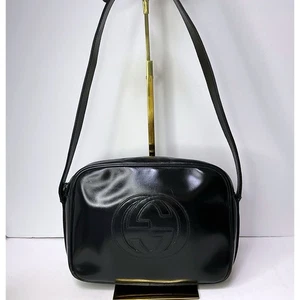 GUCCI Schultertasche schwarz Lackleder echt aus Japan - Bild 1 von 24