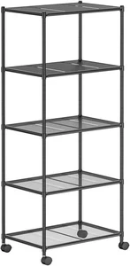 Estante de almacenamiento con ruedas - Estantería de alambre de malla ajustable de 5 niveles de metal - Imagen 1 de 3