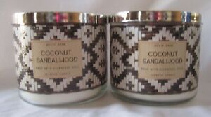 Bath & and Body Works 14.5 oz 3 WICK CANDLES Lot of 2 COCONUT SANDALWOOD