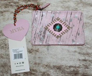Myra Bags #11368 Hairon, identificación de cuero de 5"x3,5", tarjetero ~ bloque RFID ~ ranuras ~ cremallera - Imagen 1 de 4