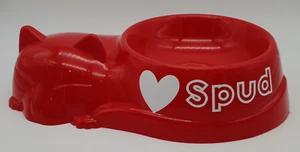 BNWT Petzplus Brand Sleeping Cat Personalised Bowl Red Plastic 24cm Made In Au - Picture 1 of 3