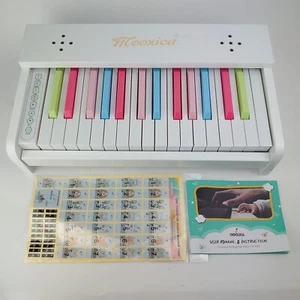Kids Pro Piano By Moozica 37 Key Real Wood White Pastel Sold Out! Keyboard - Picture 1 of 9