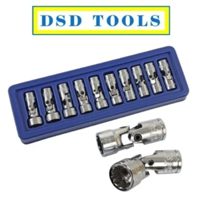 US PRO Tools 10pc 3/8dr Flexi Flexible Universal Sockets Set Metric 1693 - Image 1 of 3