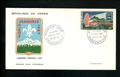Postal History Congo PR FDC #C59 Boy Scout Jamboree scouting 1967 - Image 1 of 2