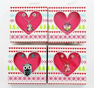 Adorables Nuevos Juegos de Collar y Pendientes para Niñas Corazón de Panda Búho Nuevo en Caja *Tú eliges* - Imagen 1 de 7