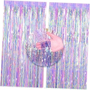 2pcs 3ft x 8.3ft Shiny Corlorful Metallic Tinsel Foil Fringe Multicolor 1 - Picture 1 of 7