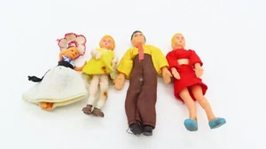 Doll House Mini Lundby Rubber Bendable Mom, Dad, Boy & Girl Figures VTG 1960’s - Picture 1 of 15
