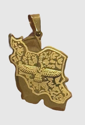 Colgante de mapa de Irán iraní Farvahar zoroástrico Zoroastriano hecho a mano persa Ciro Persépolis Foto 1 de 4