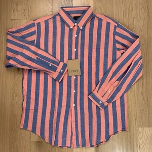 J Crew Shirt Handwoven Oxford Striped Shirt Men’s XL New Blue Long Sleeve - Picture 1 of 8