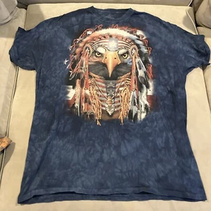 The Mountain - Blue Tie Dye - Bald Eagle - Indian Headdress - Men's Size 3XL - Picture 1 of 6