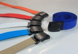 NEW ADJUSTABLE 52" INCH ASSORTED CANVAS GOLF WEB UNIFORM BELT BLACK BUCKLE - Picture 1 of 9
