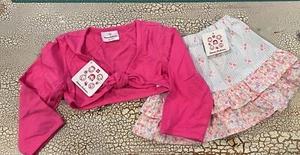 Hanna Andersson Sz 80 Girls Floral Twirl Skirt Berry Shrug Top Cotton NWT $64 - Picture 1 of 5