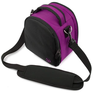 Purple Portable DSLR Camera Case Crossbody Bag For Sony Alpha 9 II / Alpha 7R IV - Picture 1 of 7