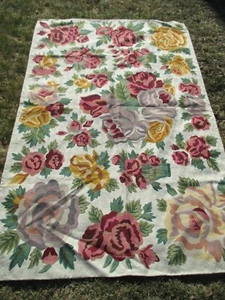 HANDMADE DESIGNER AREA RUG FLORAL WOOL CHAINSTITCH HAND MADE 4'X6' NEW - Picture 1 of 4