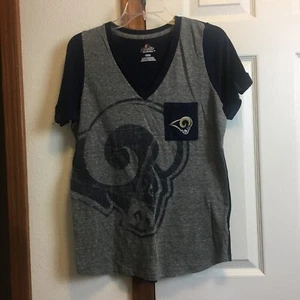 NFL Women's Los Angeles Rams Navy Short Sleeve V Neck Graphic T-Shirt Size M - Picture 1 of 7