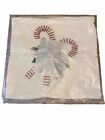 Pottery Barn Candy Cane Holly Berries Embroidered Velvet Pillow Cover 20x20” NIP