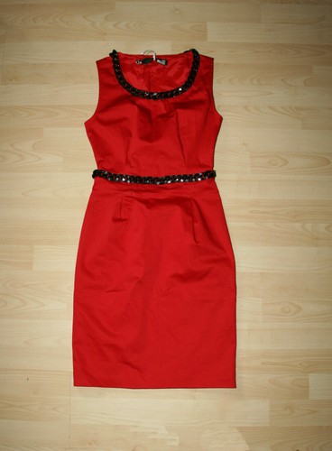 Splendido abito rosso a tubino Moschino nuovo con etichette £350 taglia UK 6