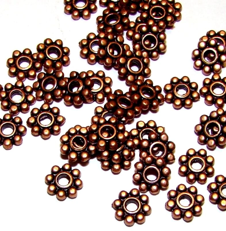 Cuentas espaciadoras de metal de peltre rondelle flor punto 5 mm cobre envejecido MB32 24 piezas Foto 1 de 1