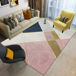 Non-Slip Nordic Geometric Wall-to-Wall Mat Bedroom Carpet LivingRoom Rug Doormat - Picture 1 of 14