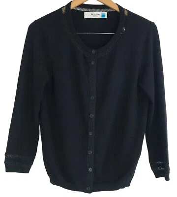 Suéter Sparrow By Anthropology para mujer talla grande cárdigan negro detalles de ganchillo Foto 1 de 4
