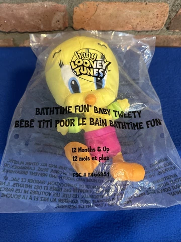 Vintage Fisher Price Looney Tunes •Bath-time Fun Baby Tweety• Nylon Plush 10" Cover
