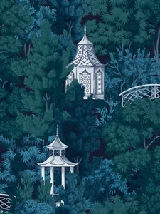 17.3"X393"  Blue Cockloft Peel And Stick Wallpaper Retro Waterproof Vinyl Decor - Picture 1 of 5