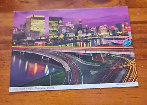 Postcard City skyline at night Melbourne Victoria Australia not used vintage - Picture 1 of 3