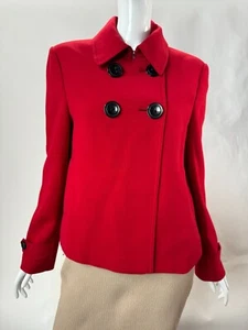 Calvin Klein Womens Red Double-Breasted Stretch Blazer Jacket Size 6 Polyester R - Picture 1 of 24