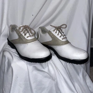 Footjoy Greenjoys 48401 Women's Golf Shoes Size 9 M White Tan Soft Spike - Picture 1 of 4