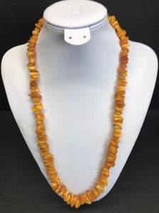 VTG BALTIC HONEY AMBER CHUNKY NECKLACE HONEY COGNAC NUGGETS 46 G 25" LONG - Picture 1 of 7