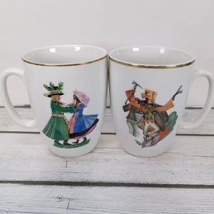 2 tazas de té de café polaco Jarolina hechas en Polonia 8 OZ bailarina de lunares con adornos dorados - Imagen 1 de 13