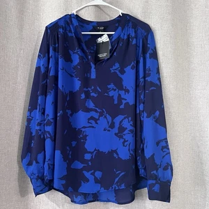 Neu mit Etikett - Simply Vera Wang blaue transparente Bluse - große Damenbluse - Rollärmel - Bild 1 von 6