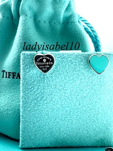 Tiffany & Co. Heart Enamel Diamond Earrings Sterling Silver w/ Pouch - Authentic - Picture 1 of 10
