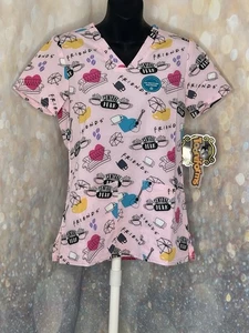 Friends Cherokee Scrubs Medium Warner Bros Tooniforms V Neck Top TF738 IECT NWT - Picture 1 of 2
