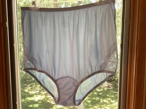 Vintage Vanity Fair Granny Panties Blue Nylon Lace Hip Size 8 - Picture 1 of 4