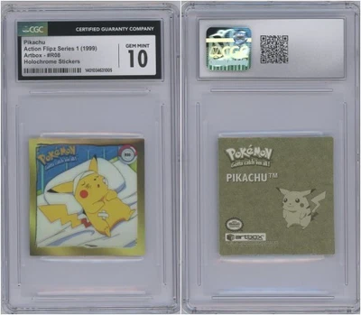 Pikachu 1999 Action Flipz Series 1 Holochrome Sticker #R08 - CGC GEM MINT 10 - Image 1 of 3