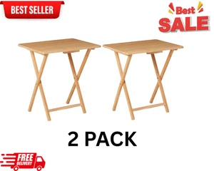 (2 Pack) Mainstays Indoor Single Folding TV Tray Table Natural L 19 x W 15 x H 2 - Picture 1 of 8