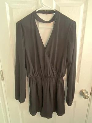 Guess Romper 女式小号黑色长袖 V 领项圈 Goth Whimsigoth y2k — 第 1/4 张图片