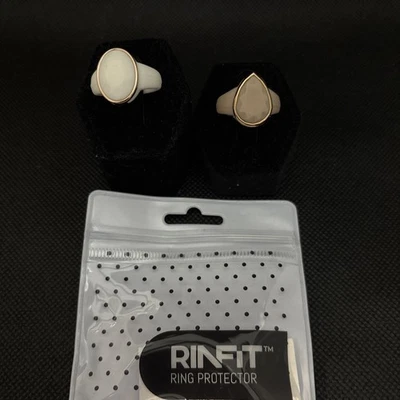 RinFit Silicone White And Tan With Yellow Gold Stainless Steel Rings Size 7 New - Image 1 of 4