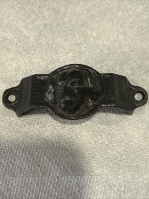 Vintage Antique Cast Iron DRAWER PULL Dog Face Cabinet Handle Hardware Dog Head - Image 1 of 4